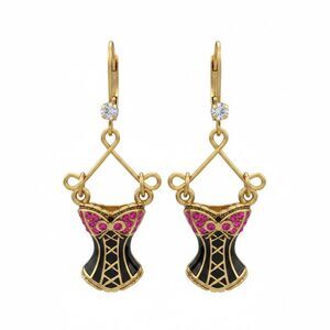 VINTAGE RARE Betsey Johnson Gold Crystals earrings "Enchanted Forest"  EUC